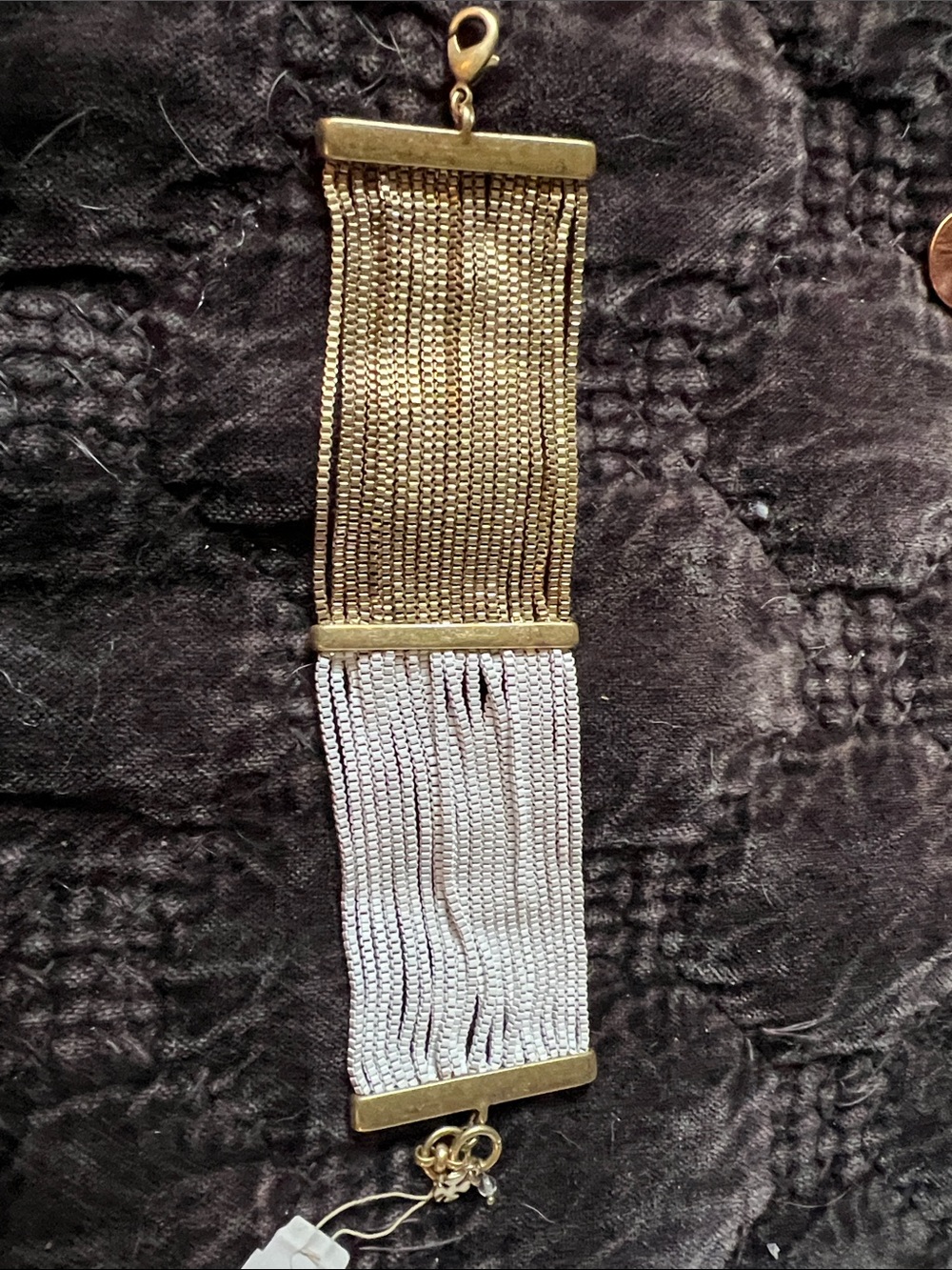 Lucky Brand Thick Two-Tone Gold and Silver Mesh Bracelet